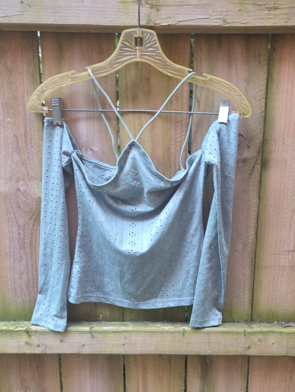 Women’s Light Blue Cold-Shoulder Strappy Top